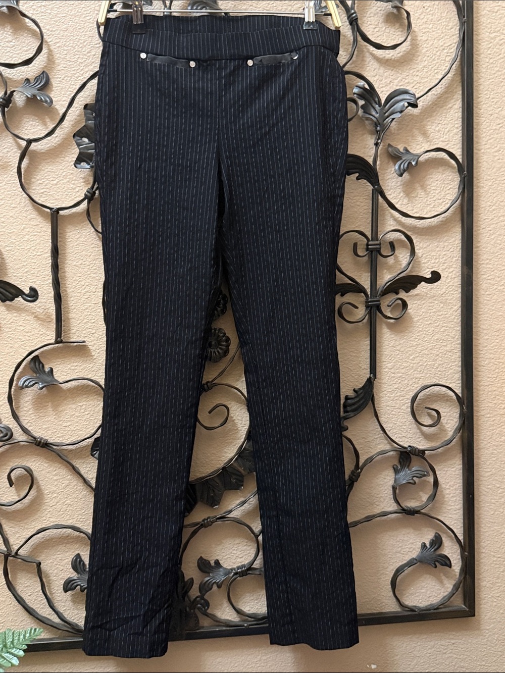 RAFAELA Black Pinstripe Stretch Dress Pants Size 8